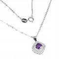 Delikatny 925 przepiękny naszyjnik cyrkonie ametyst naturalny