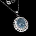 Piękny srebrny naszyjnik 925 naturalny akwamaryn cyrkonie