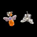 925 Pszczoła kolczyki delikatne granaty ametysty opale pomarańczowe 3