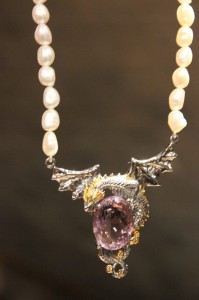 Naszyjnik srebrny 925 naturalny ametryn szafiry