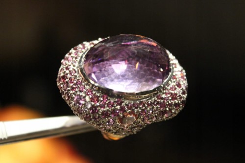 Pierścionek srebrny naturalny ametyst rodolity