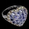 Pierścionek serce naturalne szafiry Songea tanzanity r 19.5