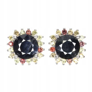 Srebrne 925 delikatne kolczyki naturalne szafiry niebieskie i Songea 3