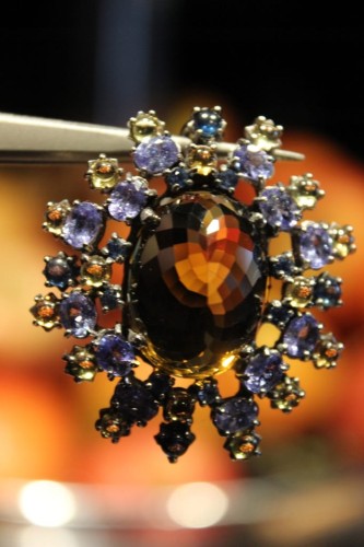 Wisiorek srebrny naturalny cytryn tanzanity kianity turmaliny