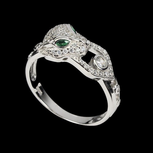 Srebrny delikatny pierścionek tygrys cyrkonie AAA r 14