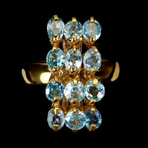 Srebrny 925 pierścionek naturalne niebieskie cyrkony r 14.5