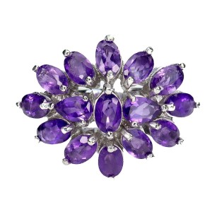 Pierścionek r 19 naturalne ametysty piękny srebro 925