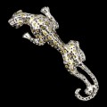 925 Srebrna broszka gepard naturalne szafiry Songea granaty