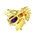 Broszka pszczoła srebrna naturalny ametyst cytryn diopsydy rubiny 925