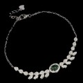 Delikatna bransoletka srebrna 925 naturalny czarny opal cyrkonie