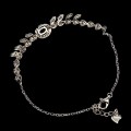 Delikatna bransoletka srebrna 925 naturalny czarny opal cyrkonie