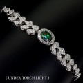 Delikatna bransoletka srebrna 925 naturalny czarny opal cyrkonie