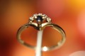 Delikatny pierścionek złoty 12k naturalny szafir diamenty