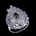 Pierścionek srebrny naturalny czarny opal tanzanity r 15.5