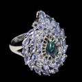 Pierścionek srebrny naturalny czarny opal tanzanity r 15.5