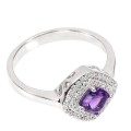 925 Pierścionek delikatny naturalny ametyst cyrkonie r 14.5 piękny