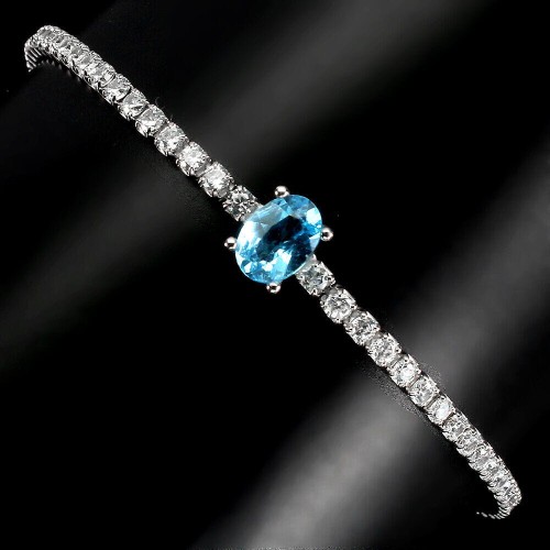 Bransoletka delikatna 925 naturalny topaz swiss cyrkonie