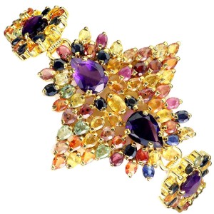 Bransoletka srebrna naturalne szafiry Songea ametysty zjawiskowa 925