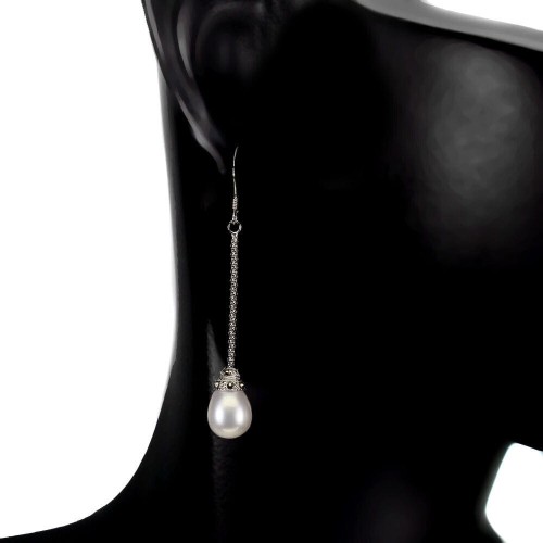 925 Srebrne delikatne kolczyki naturalne markazyty perły 4