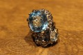 925 Srebrny pierścionek naturalny topaz akwamaryn szafiry r 16.5