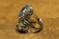 925 Srebrny pierścionek naturalny topaz akwamaryn szafiry r 16.5