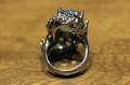 925 Srebrny pierścionek naturalny topaz akwamaryn szafiry r 16.5