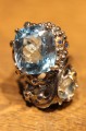 925 Srebrny pierścionek naturalny topaz akwamaryn szafiry r 16.5