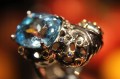 925 Srebrny pierścionek naturalny topaz akwamaryn szafiry r 16.5