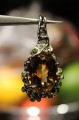 Wisiorek artystyczny srebrny naturalny cytryn diopsydy 925