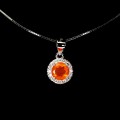 925 Delikatny naszyjnik naturalny pomarańczowy opal cyrkonie srebrny