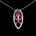 Piękny delikatny srebrny naszyjnik naturalne rubiny cyrkonie kwiat 925