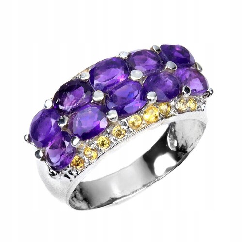 Piękny pierścionek ametysty szafiry Songea naturalne r 17.5