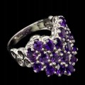 925 Pierścionek piękny srebrny naturalne ametysty r 15.5