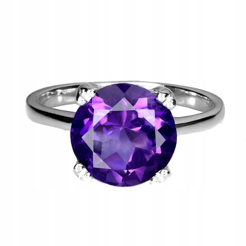 Delikatny pierścionek srebrny naturalny ametyst r 19 925