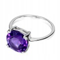Delikatny pierścionek srebrny naturalny ametyst r 19 925