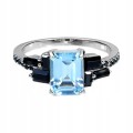 Srebrny pierścionek naturalny sky topaz czarne spinele r 14.5