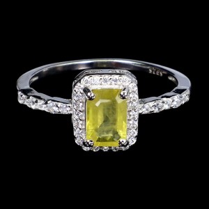 925 Delikatny pierścionek r 11.5 srebro naturalny żółty szafir