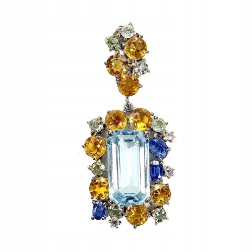Wisiorek srebrny naturalny 17ct topaz sky cytryny kianity turmaliny