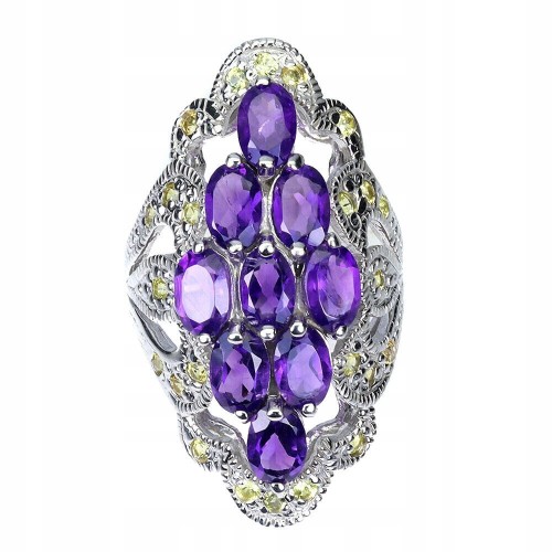 Piękny pierścionek ametysty szafiry Songea naturalne r 15