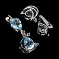 925 1 Kolczyki naturalne piękne topazy sky blue cyrkonie