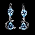 925 1 Kolczyki naturalne piękne topazy sky blue cyrkonie