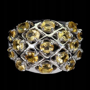 Srebrny piękny pierścionek naturalne cytryny r 16