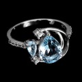 925 Pierścionek delikatny sky blue topazy naturalne r 15