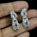 1 Kolczyki piękne srebrne białe topazy naturalne 925