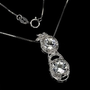 925 Srebrny delikatny naszyjnik naturalne białe topazy