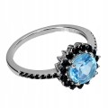 Srebrny pierścionek naturalny sky topaz czarne spinele r 15