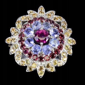 925 Pierścionek naturalne tanzanity szafiry Songea granaty r 16