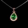 Srebrny delikatny naszyjnik cyrkonie topaz zielony naturalny