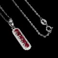 925 Piękny delikatny srebrny naszyjnik naturalne rubiny cyrkonie