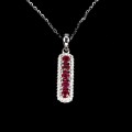 925 Piękny delikatny srebrny naszyjnik naturalne rubiny cyrkonie